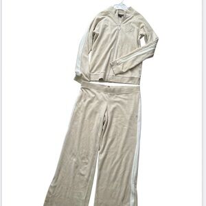 Jennifer Lopez Cream Zip-Front Velour Jacket